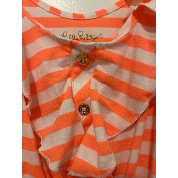 Lilly Pulitzer Neon Orange White Knit Striped Cotton Sundress Casual Size Small - Picture 3 of 5